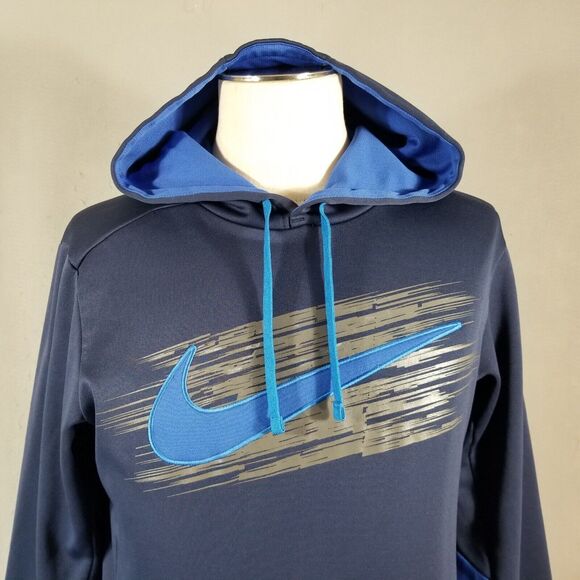 Nike Therma fit hoodie sweatshirt sweater men small blue pullover thermal - Picture 2 of 11